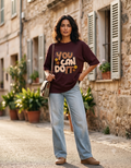 You Can Do It Retro Graphic T-Shirt | Brown Oversized Motivational Tee
